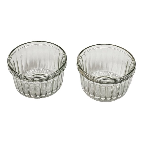 Anchor Hocking Ribbed Glass Ramekins 3 1/2" Custard Creme Brule MCM Bakeware - Picture 1 of 7